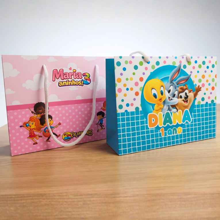 Kit Sacolinhas Personalizadas TAM G - Fazemos Qualquer Tema - pegue e monte Lembrancinha Aniversário