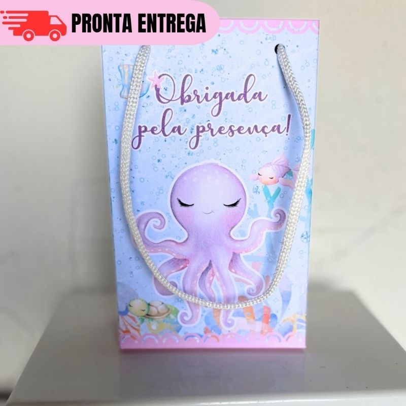 Kit 10 a 30 Sacolinhas Fundo do Mar Menina Personalizados Lembrancinhas Festa Infantil Aniversário PEGUE E MONTE