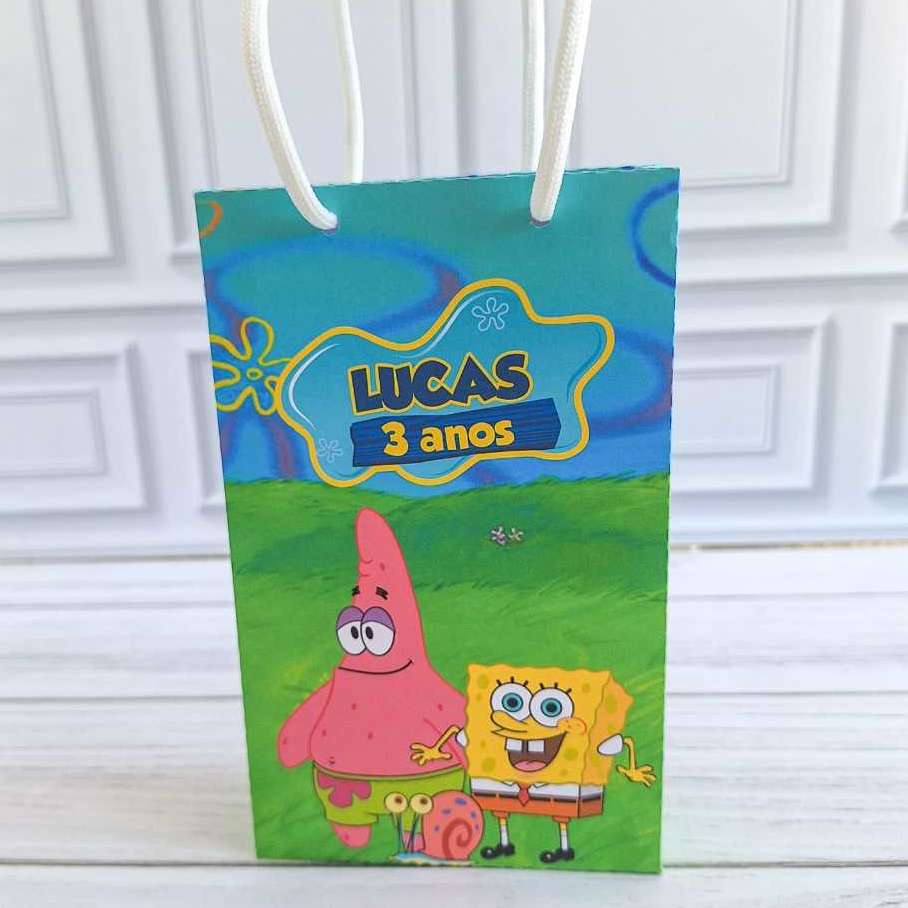 Sacolinha BOB ESPONJA Pegue e Monte - Lembrancinha - personalizados - aniversário - caixinhas