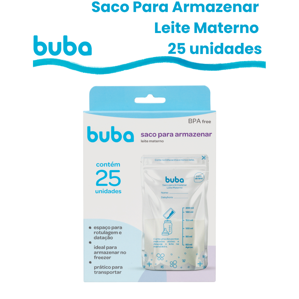 Kit 25 Sacos Para Armazenar Leite Materno 200ml Buba Frezer em Oferta na Shopee