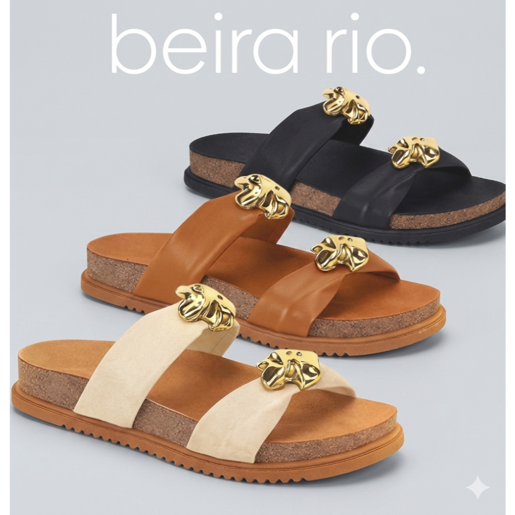 Sandália Birken Feminina Beira Rio com Detalhe Estrela Leveza e Estilo para o Dia a Dia Tiras Largas Ajustáveis