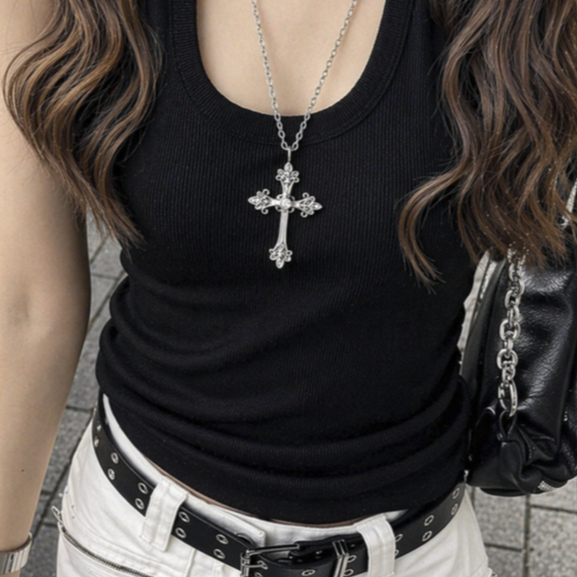 Colar Cruz Banhado Prata Y2K Gótico Baddie Masculino Feminino Religioso Crucifixo Presente Aesthetic em Oferta na Shopee