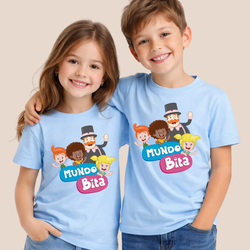 Camiseta Infantil Mundo Bita T-shirt Menino e Menina Juvenil