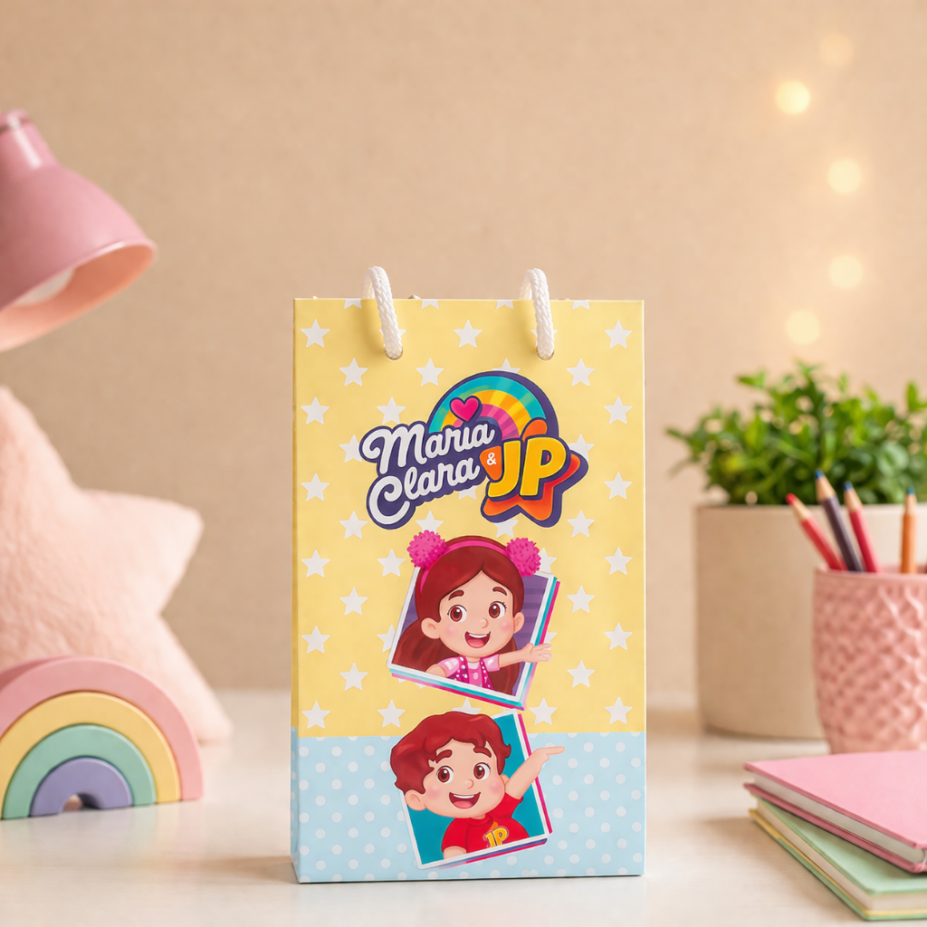 Sacolinhas Personalizadas para Festa Aniversario Lembrancinha Maria Clara e JP