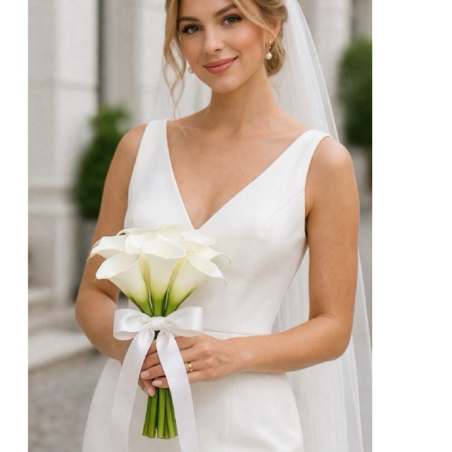 Buquê Noiva Casamento Civil Copo de Leite Branco Simples Elegante Mini Buquê Delicado Pronta Entrega