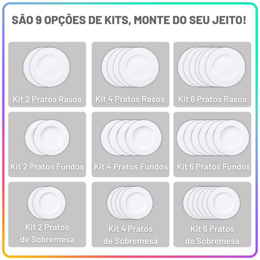 Jogo de Pratos Jantar Ingrid Tramontina Porcelana Conjunto de Pratos Raso, Fundo e Sobremesa Kits · foto 2