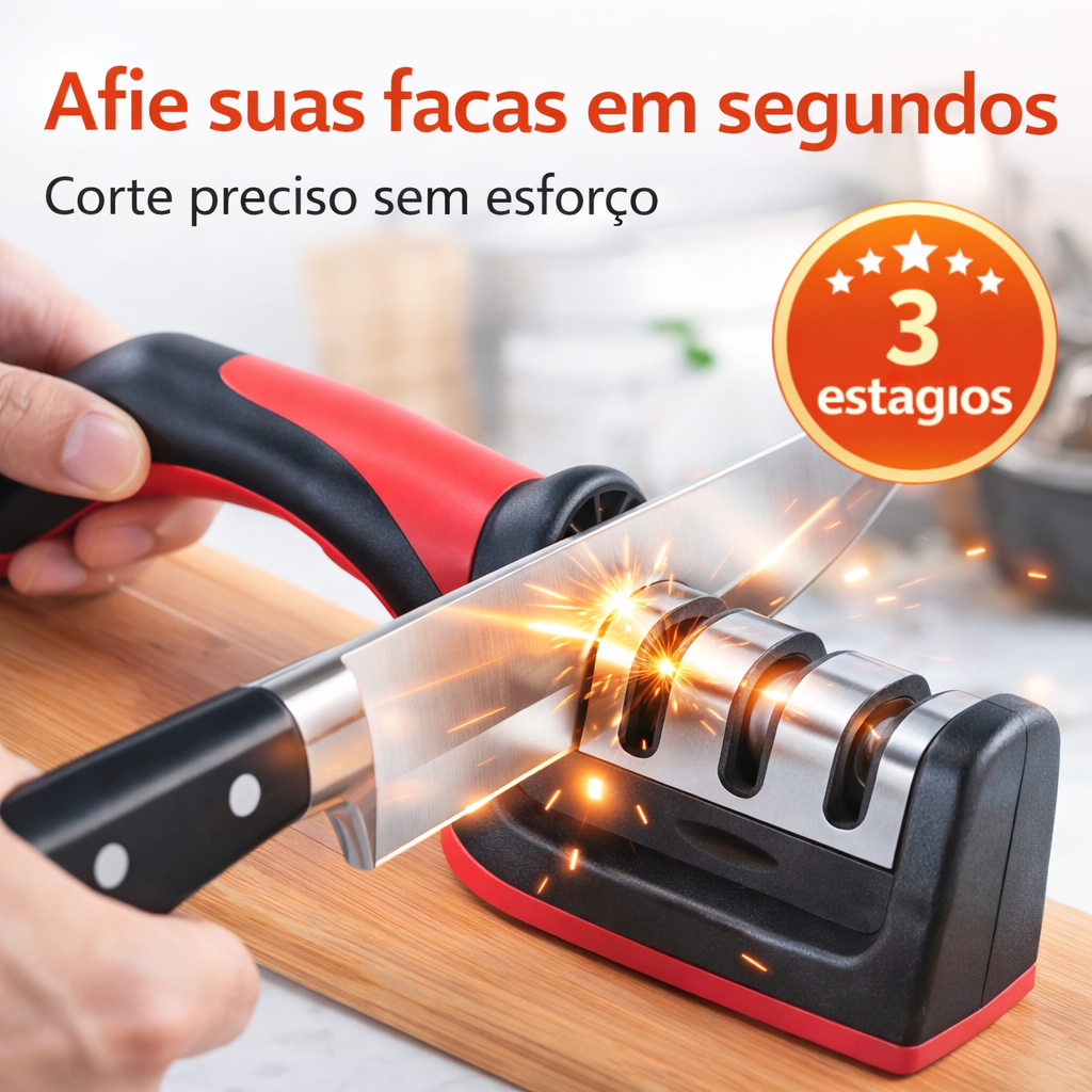 1/3/5 Afiador De Faca 3 Estágios Amolador Profissional Com Afiação Rápida Em Aço Inoxidável