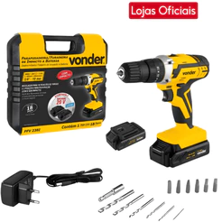 Parafusadeira Furadeira de Impacto Vonder 20V 1,5A PFV238I com 2 Baterias e Maleta Bivolt