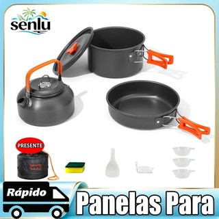 Kit Acampamento 2-3 Pessoas  De Panelas Leves Chaleira Frigideira Panela Conjunto Portátil  Camping