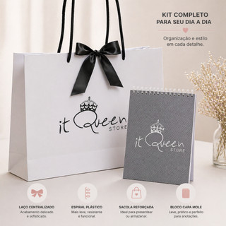 Sacola de papel personalizada com sua logo + bloco personalizado para cursos