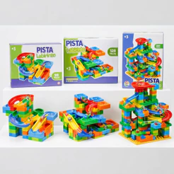 Pista Labirinto 221 128 98 Peças Blocos de Montar Rola Bola Educativo Infantil Criativo Coordenação
