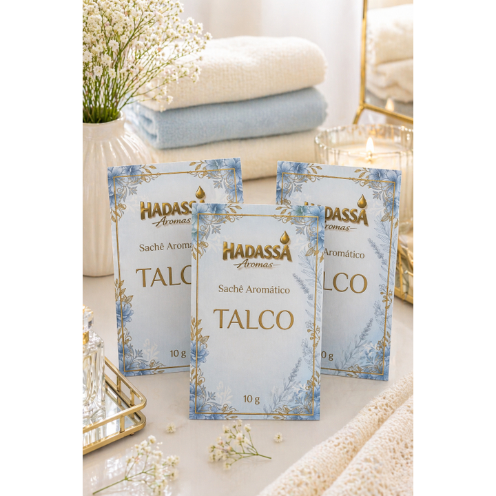 Kit 3 Sachês Talco 10g Aromatizante Perfuma Gavetas Guarda Roupa Carro Cheiro Duradouro