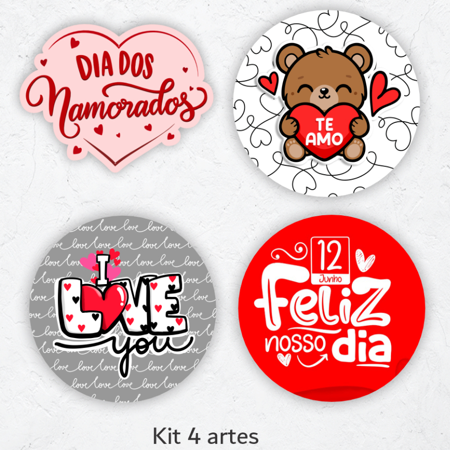 Kit 120 Adesivos Dia dos Namorados Recorte Especial Embalagem Amor Loja Presente Etiqueta I Love You em Oferta na Shopee