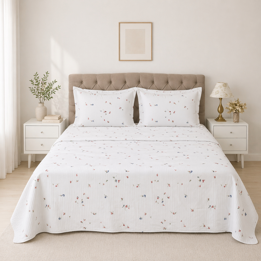 Cobre Leito King Colcha Kit 3 Peças - Tecido Piquet Varias Estampas Promoção