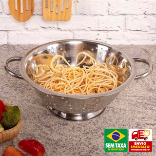Escorredor de Macarrão Aço Inox 20cm Multiuso Cozinha Legumes Arroz Utensílio