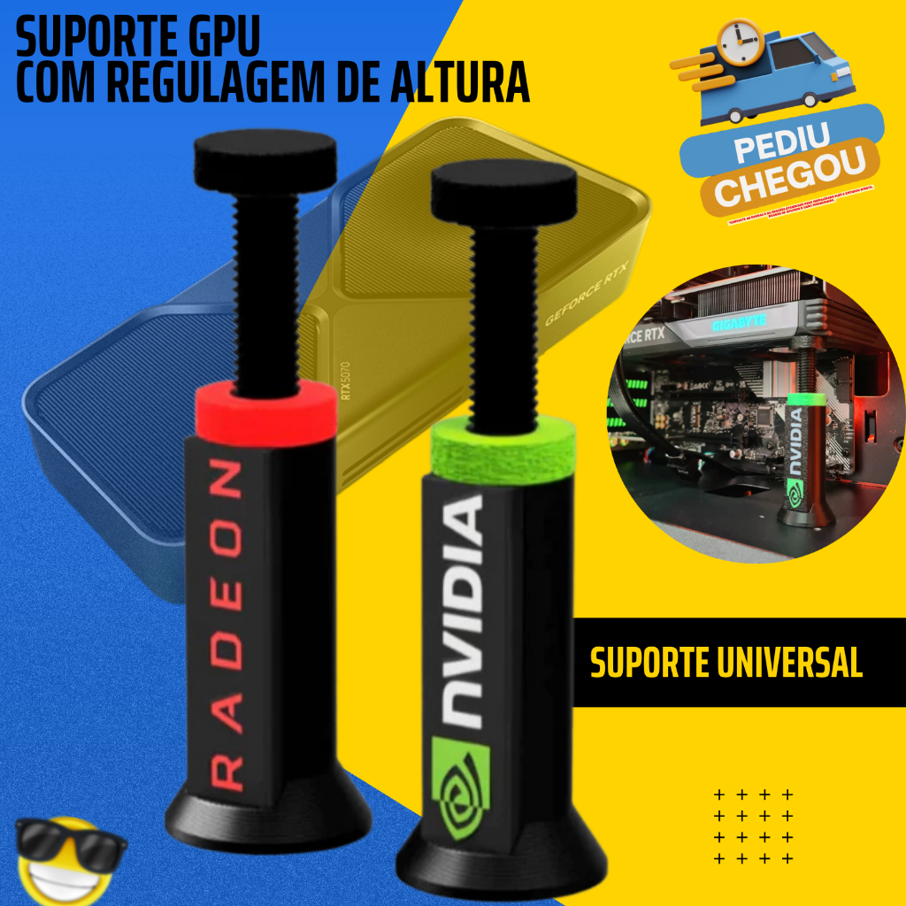 Suporte para Placa de Vídeo GPU Ajustável Anti Queda AMD NVIDIA RTX GTX AMD Gamer Anti Empenamento