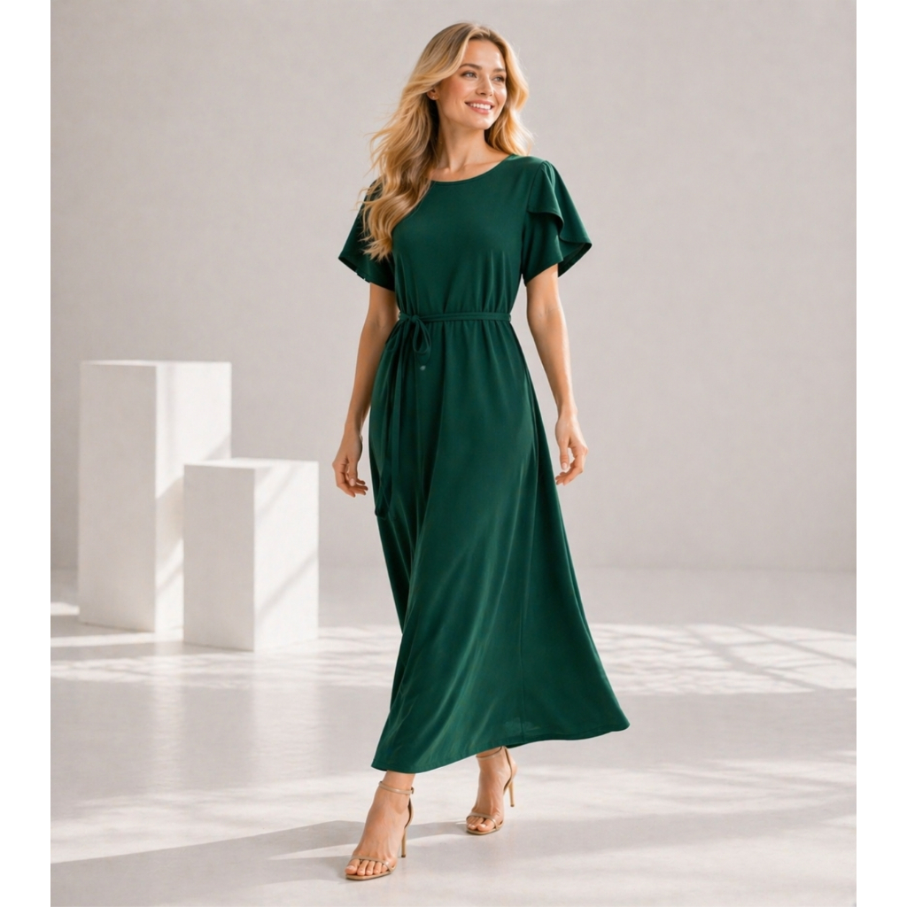 Vestido Casual Modesto Longo Feminino Elegante Versátil Evangélico Dia a Dia Soltinho