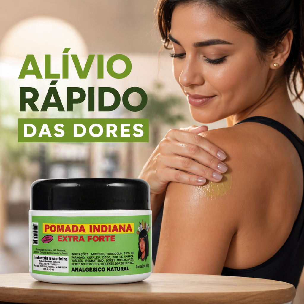 Pomada Indiana Extra Forte com Arnica 95g Analgésico Natural para Dores Musculares e Articulares
