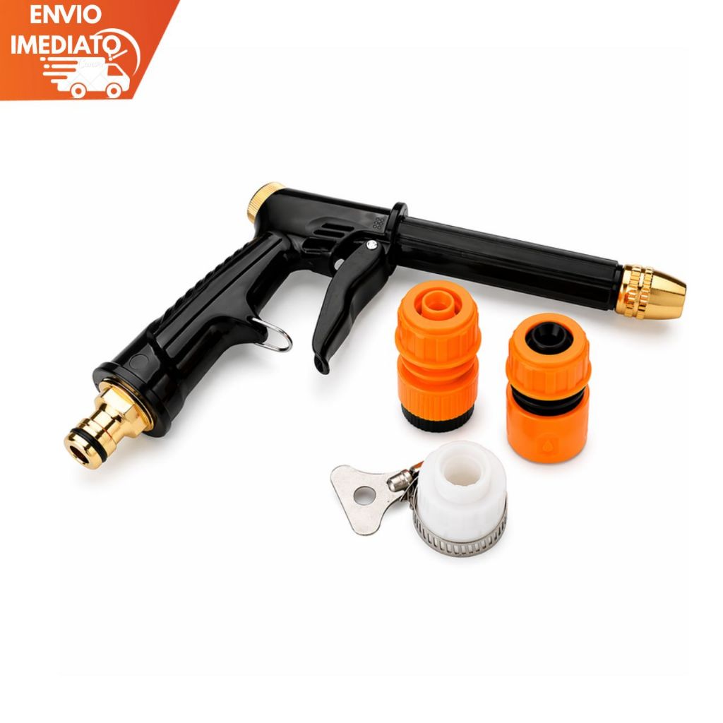 Pistola Esguicho Alta Pressão Mangueira 2 Engates + Adaptador Universal