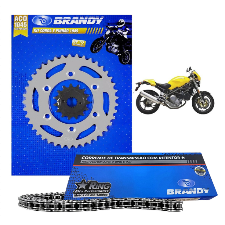 Kit Relação Completo 520x100L Para Moto Ducati 750 Monster Z 2002 - Brandy