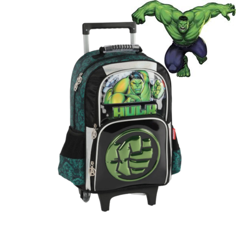 Mochila Infantil Rodinha Hulk Avengers Escolar Menino