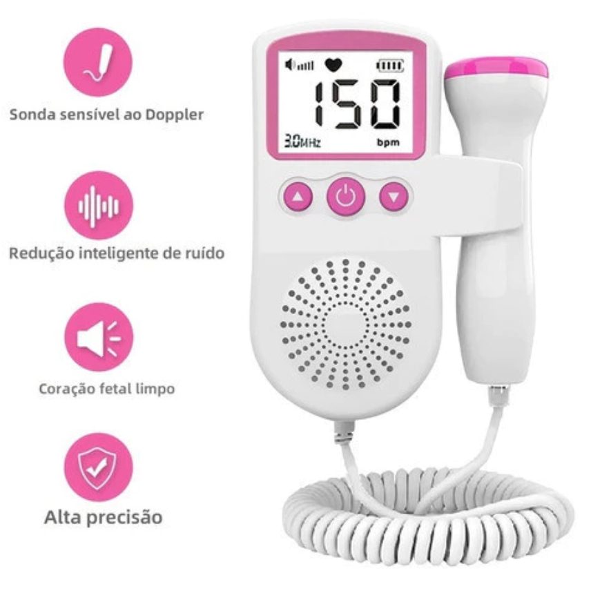 Monitor Fetal Doppler Ultrassom Ouvir Batimentos Bebe