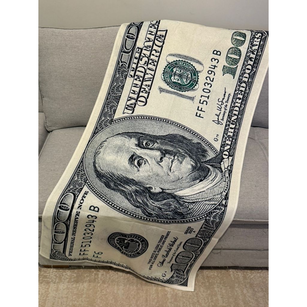Toalha de Praia e Piscina Estampada Nota Dólar Secagem Rápida e Alta Absorção 70x140cm
