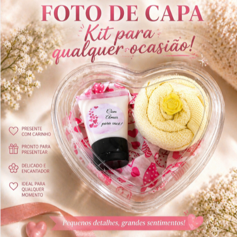 Kit Presente Uma Toalhinha + Um  Creme Natura 30g lembrancinha para todas as ocasiões