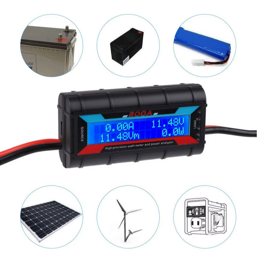 wattimetro 200ah voltimetro medidor dc