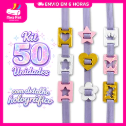 Kit Passante de Elástico Holográfico | Finalizador para Encadernação, Agenda e Laços | Plástico Biodegradável