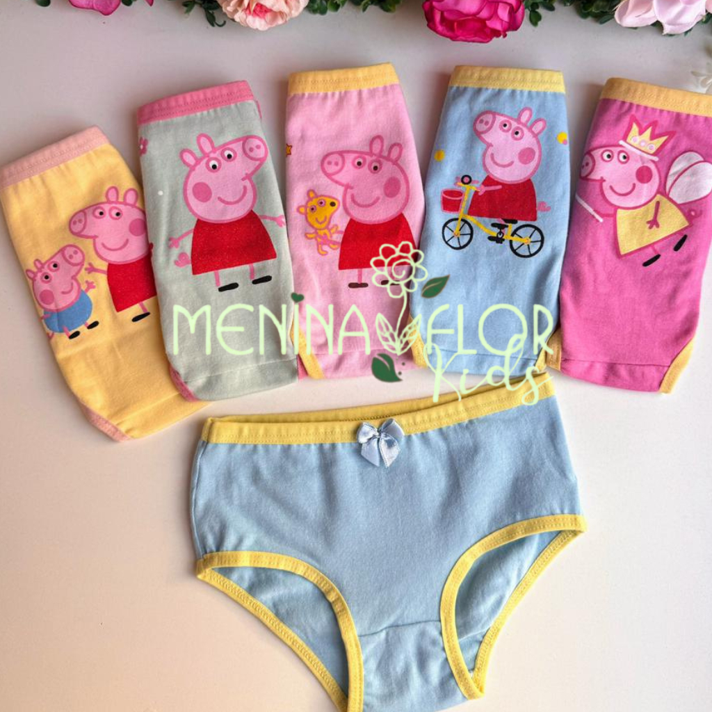 Kit 5 Calcinha Infantil De Algodão Para Menina Criança E Bebê Super Confortável Desfralde