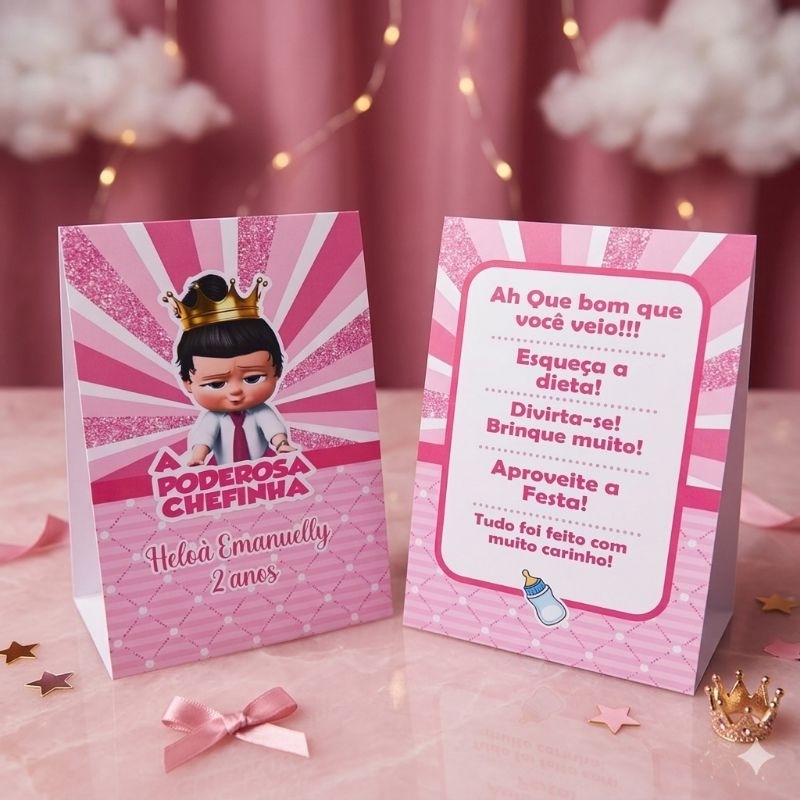 Kit Plaquinha de Agradecimento A Poderosa Chefinha- Personalizados- Lembrancinha- Festa - Aniversário- Decoração
