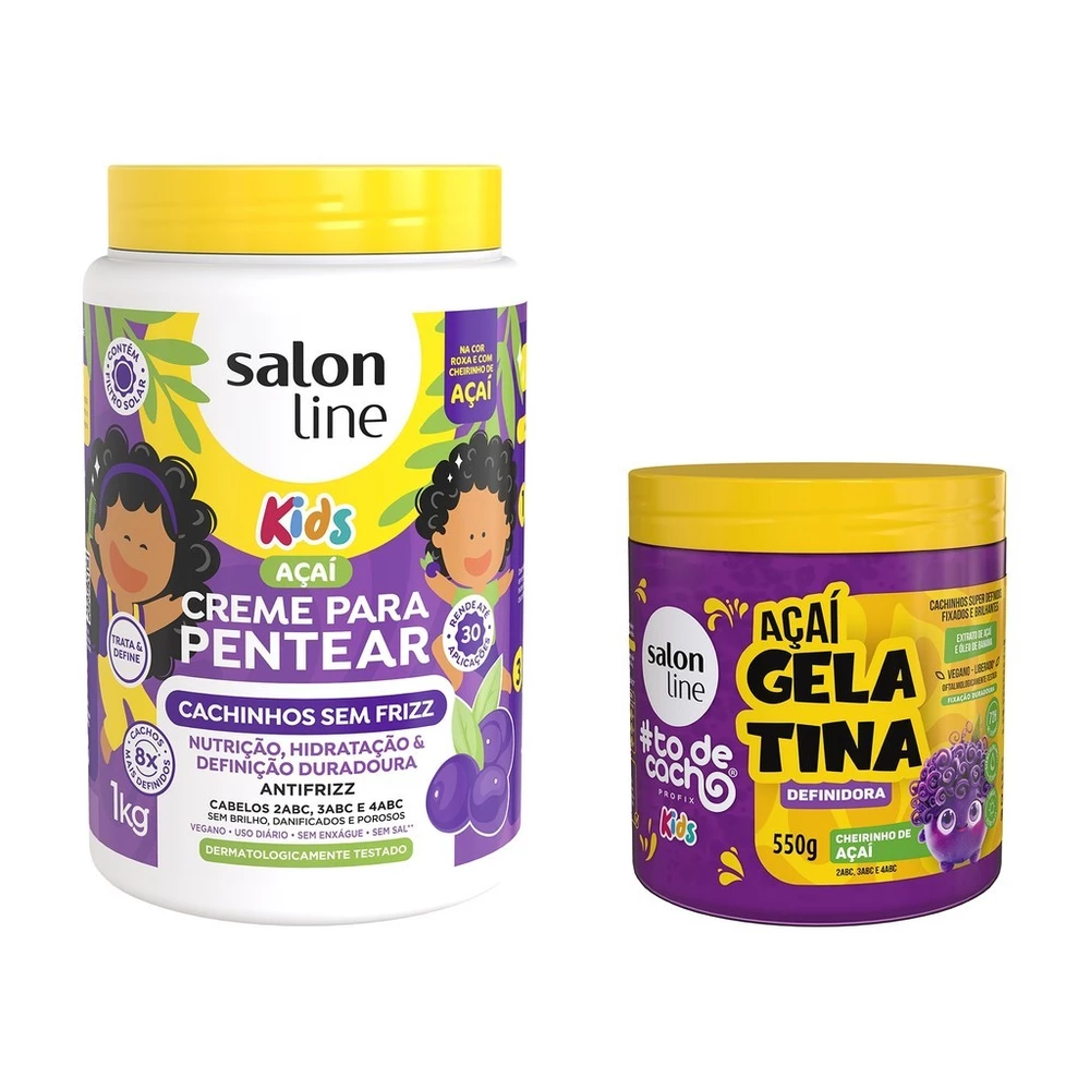 Kit Cheirinho de Açaí com Creme para Pentear e Gelatina #todecacho Kids