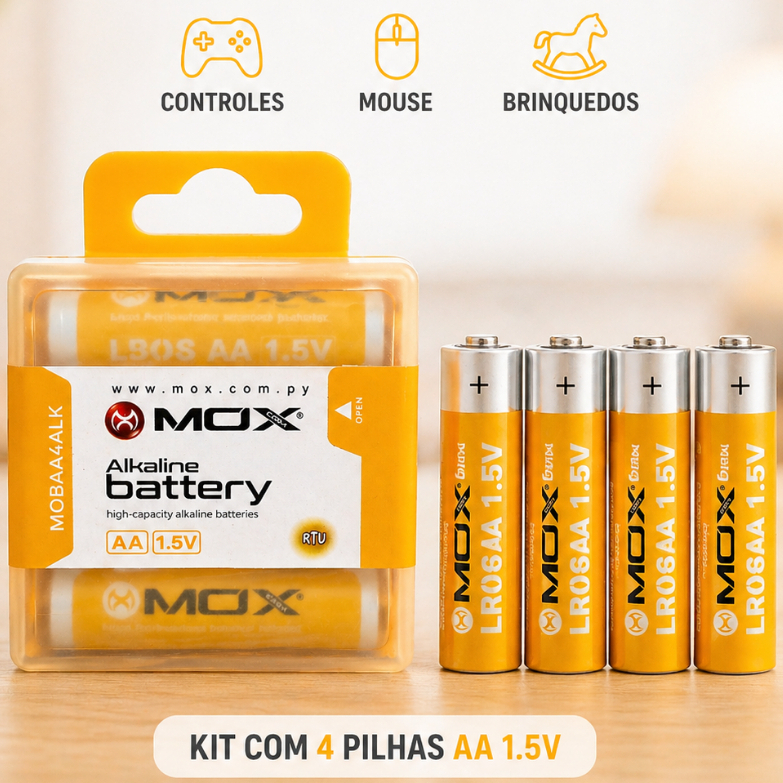 Kit Pilhas AA Alcalina 1.5V Alta Durabilidade Controle Mouse Brinquedos
