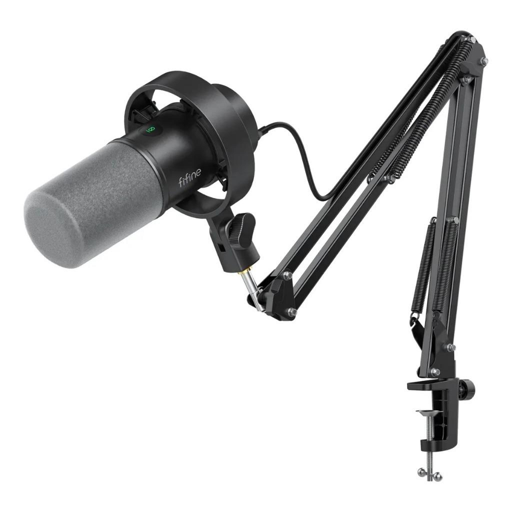 Microfone Dinâmico Fifine K688CT USB/XLR C/ Braço Articulado Podcast Streamer