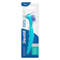 Escova Para Dentadura Prótese e Aparelho Ortodôntico Móvel Cabeça Dupla Dura Dentil