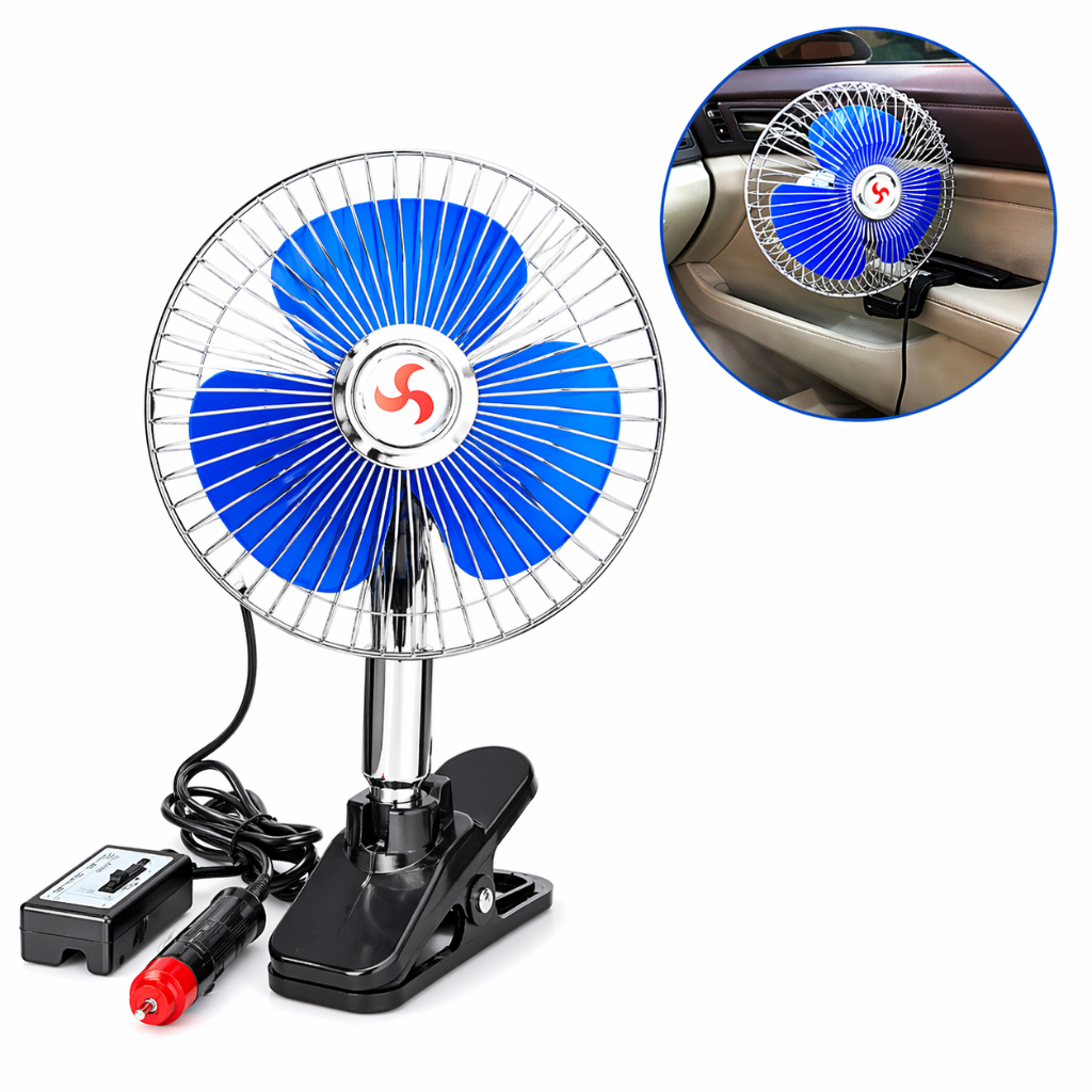 Mini Ventilador Automotivo com Presilha 12V – Ideal para Carros, Caminhões e Vans – Leve e Silencioso