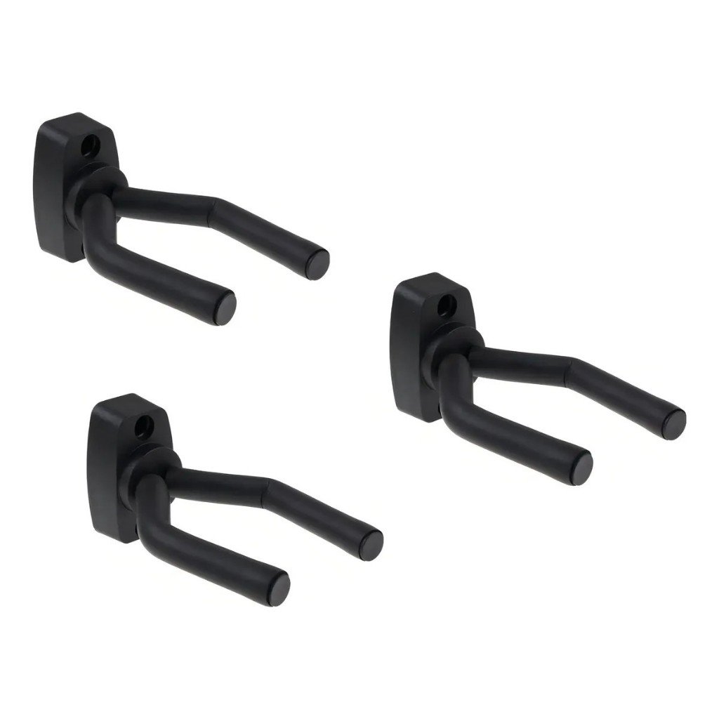 Kit 03 Suporte Moderno Parede Violão Cavaco Ukulele Guitarra Cor Preto
