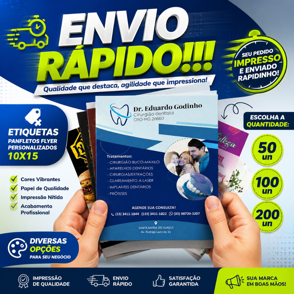 Panfletos Flyer Personalizados 10x15 Só Frente Panfletos de Divulgação Folheto Folder