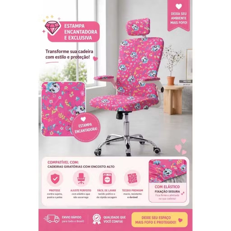 Capa para Cadeira de Gamer, escritório, presidente ergonômica - Elástico, Antialérgico, Lavável