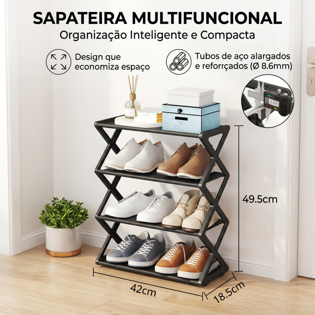 Sapateira Prateleira Sanfonada 4 Andares Organizadora Plástico Multiuso Sapatos Livros Brinquedos