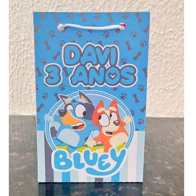 Sacolinha Surpresa Personalizada P - Bluey Menino - Lembrancinha de Festa - PEGUE E MONTE - Lembrancinha Festa Infantil