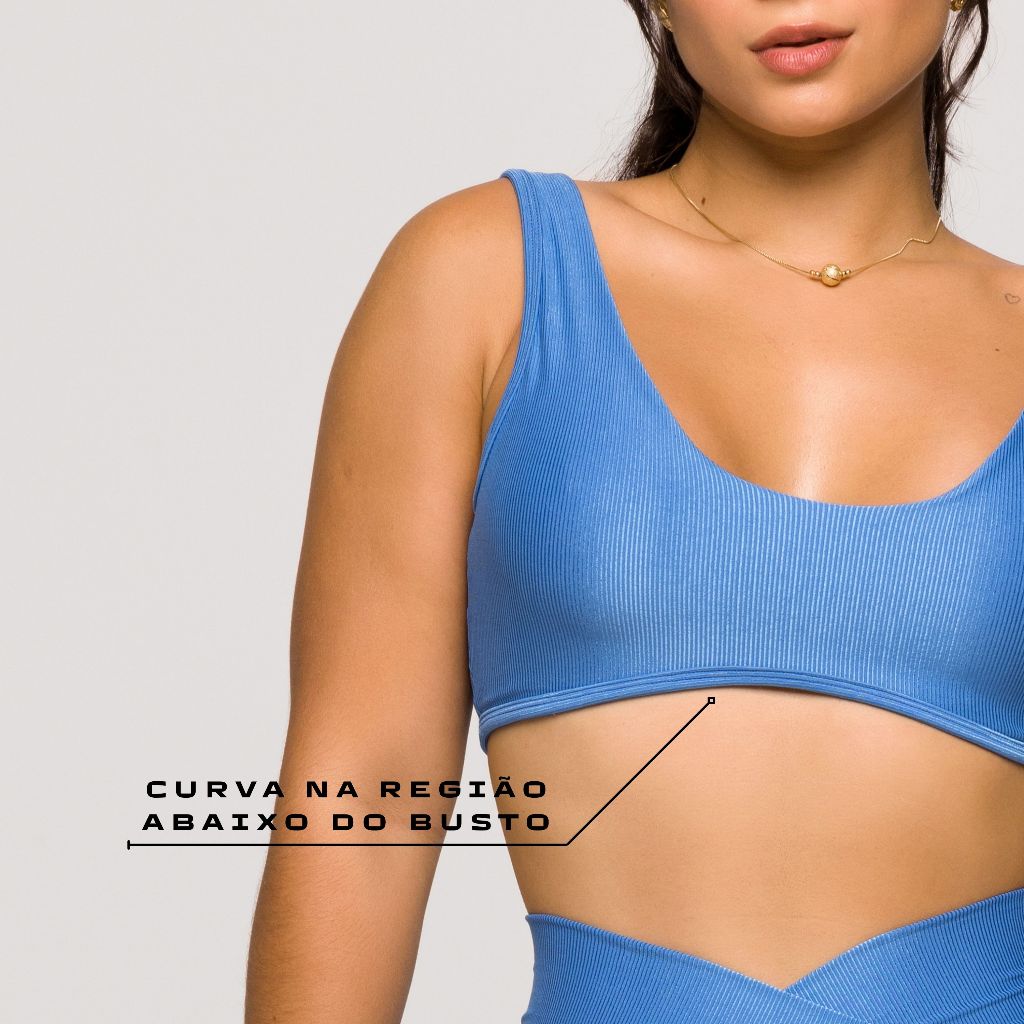 Top Feminino Azul Fitness Poliamida Academia Arco Costas Aberta Crossfit · foto 2