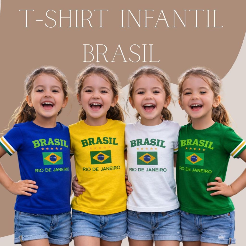 Camiseta Brasil Baby Look Estampa verde azul branca amarela