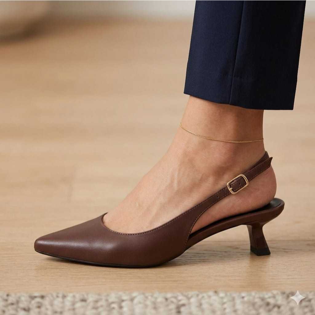 Scarpin Feminino FallFor Slingback Salto Fino Clássico Casual