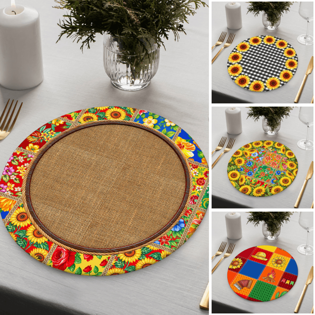 Kit Sousplat Tema Junino Festa Junina Arraiá São João Festa Caipira 35 cm
