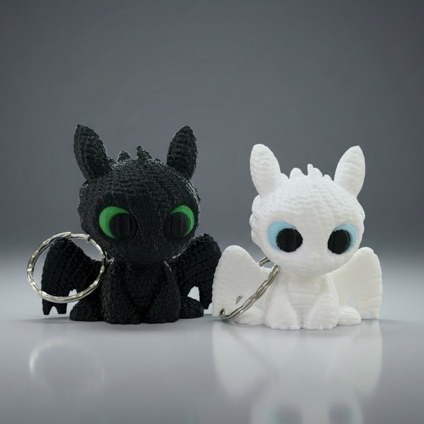 Chaveiro Bebê Dragão TRICO Banguela e Fúria da luz Geek l Como treinar o seu dragão l Lançamento