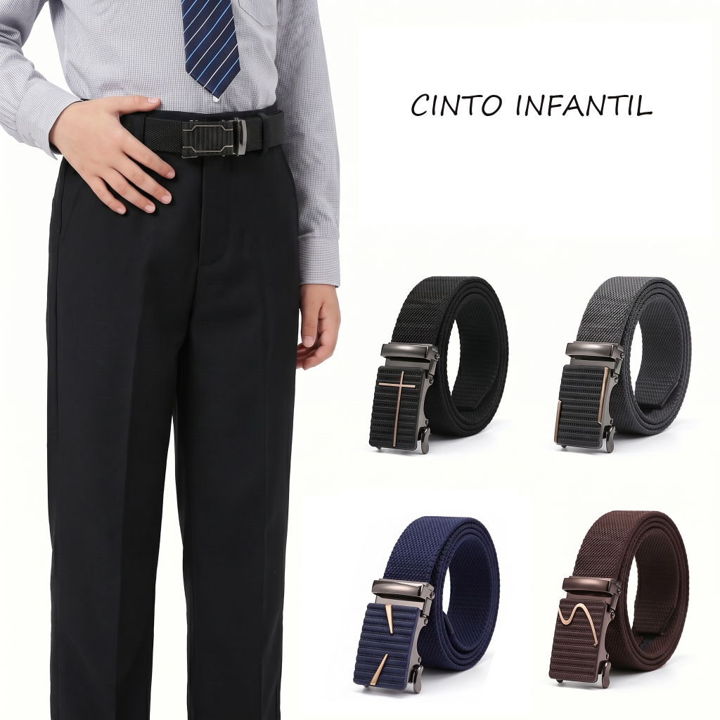 Cinto Infantil Automático Sem Dentes Náilon Resistente Ajustável Unissex Diário Casual Versátil