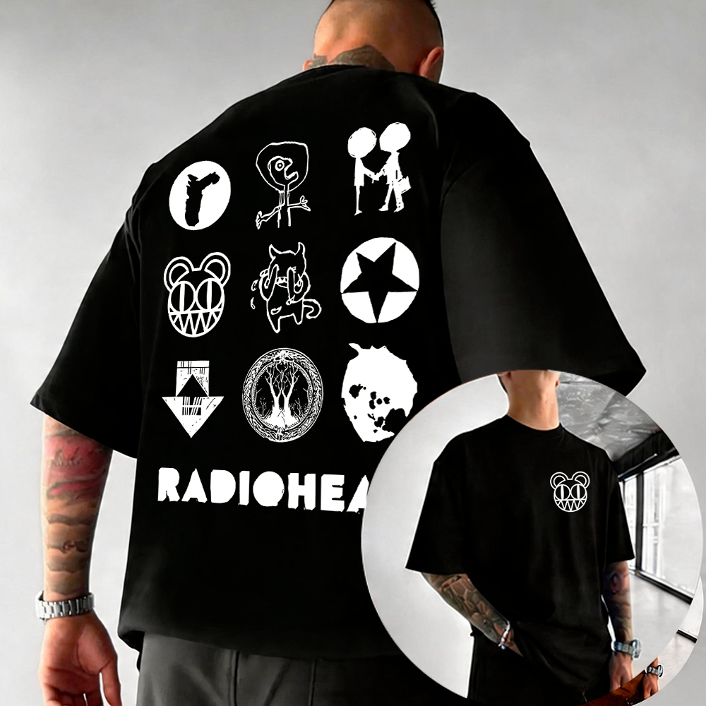 Camiseta Basica e OVERSIZED Radiohead The Bends Spin Hail To The Thief Albuns World Tour Unissex