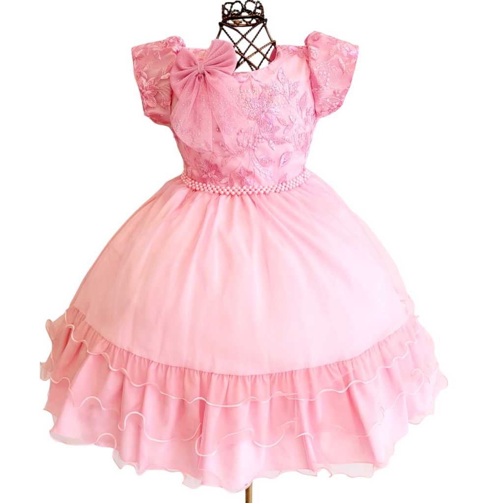 Vestidos De Festa Rosa Luxo Princesa Infantil
